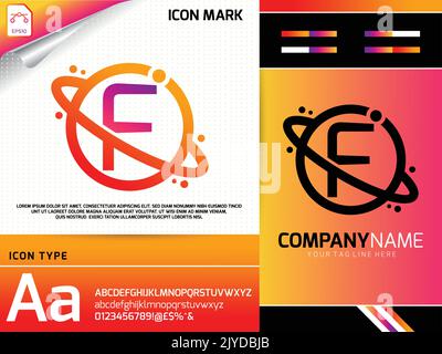 Lettre abstraite F avec concept de logo Space Planet Illustration de Vecteur