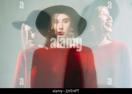 motion blur femme portrait trouble bipolaire Banque D'Images