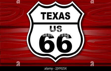 USA route 66 panneau de route vintage pour l'état du Texas , 3D rendu Banque D'Images