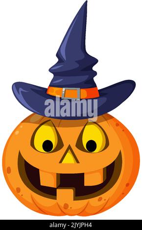 Illustration de la citrouille d'Halloween portant un chapeau de sorcière Illustration de Vecteur