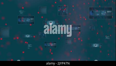 Image d'un brin d'adn qui tourne sur des oscilloscopes et du traitement des données sur des écrans Banque D'Images