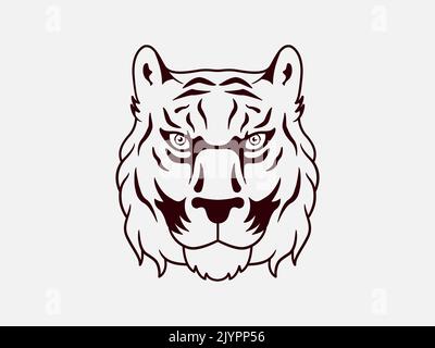 Logo de la tête de tigre sur fond blanc isolé. Illustration clipart. Banque D'Images