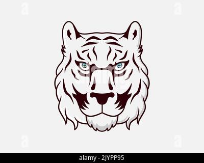 Logo de la tête de tigre sur fond blanc isolé. Illustration clipart. Banque D'Images