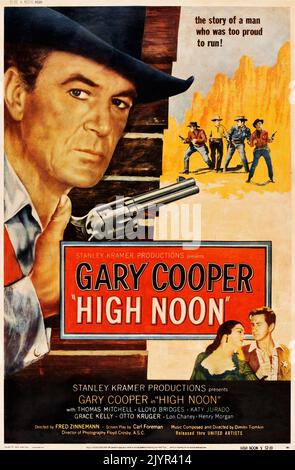 High Noon (United Artists, 1952). Article d'affiche du film vintage Gary Cooper - Western film Banque D'Images