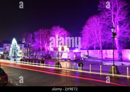 Illuminations de Noël sur Parade, Kilkenny, Irlande Banque D'Images