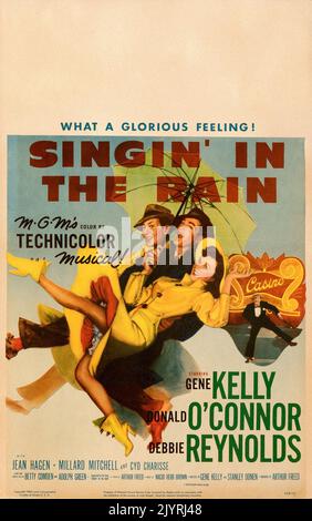 Singin' in the Rain (MGM, 1952) Window Card - comédie musicale Gene Kelly Donald O'Connor Debbie Reynolds Banque D'Images