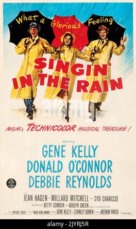 Affiche de film vintage - Singin' in the Rain (MGM, 1952). Une feuille de film poster - musical Feat Gene Kelly Donald O'Connor Debbie Reynolds Banque D'Images