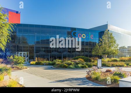 VUE SUR LA MONTAGNE, CALIFORNIE, États-Unis - AOÛT 29 : vue extérieure de Googleplex sur 29 août 2022. Google est une société américaine spécialisée dans Internet Banque D'Images