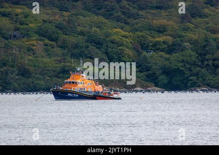 Jeudi 8 septembre 2022, Glengarriff West Cork Ireland; Une recherche a été lancée après qu'un homme ait été signalé comme manquant à Glengarriff. Gardaí, membres de la Défense civile de West Cork, Bantry Community Lifeboat et Castletownbere RNLI Lifeboat ont lancé une recherche sur terre et en mer après que des préoccupations ont été soulevées pour le bien-être de l'homme. Gardaí n'a pas publié le nom de l'homme mais a dit qu'il s'inquiète de l'homme après qu'il a disparu mardi, mais qu'il aurait été repéré dans le village de Glengarriff mercredi soir. Credit ; ED/Alay Live News Banque D'Images