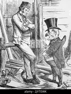 Dessin animé représentant le « R. Punch », représentant un travail inactif en Grande-Bretagne victorienne. Daté du 19th siècle Banque D'Images