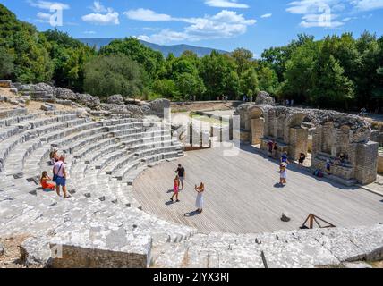 Le théâtre dans les ruines antiques de Butrint, près de Saranda, Albanie Banque D'Images