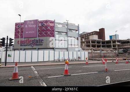 Stockton on Tees, Royaume-Uni. 8th septembre 2022. Les travaux de démolition ont commencé sur le Centre Castlegate dans le cadre des plans des conseils d'ouvrir la High Street au bord de la rivière. David Dixon/Alamy Banque D'Images