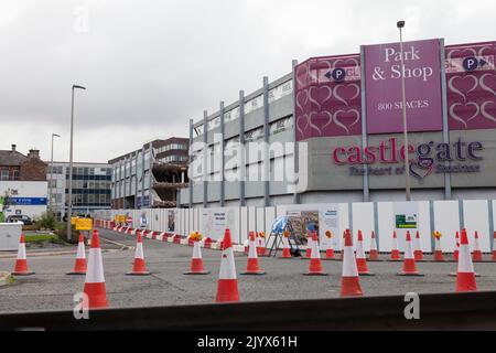 Stockton on Tees, Royaume-Uni. 8th septembre 2022. Les travaux de démolition ont commencé sur le Centre Castlegate dans le cadre des plans des conseils d'ouvrir la High Street au bord de la rivière. David Dixon/Alamy Banque D'Images