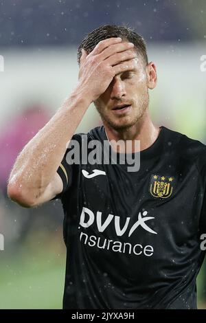 Jan Vertonghen d'Anderlecht réagit lors d'un match de football entre le RSC belge Anderlecht et le Danish Silkeborg IF, le jeudi 08 septembre 2022, à Anderlecht, le jour de l'ouverture de la phase de groupe du concours de la Ligue des conférences de l'UEFA. BELGA PHOTO BRUNO FAHY Banque D'Images