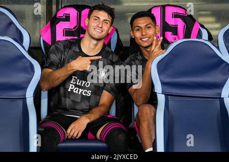 Rome, Italie. 8 septembre 2022, Rome - Santiago Gimenez de Feyenoord, Marcos Lopez de Feyenoord pendant le match entre Lazio Roma et Feyenoord au Stadio Olimpico le 8 septembre 2022 à Rome, Italie. (Box to Box Pictures/Tom Bode) Banque D'Images