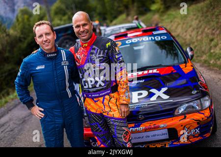 JEAN-JOSEPH Simon, FLACON Julien, Subaru Impreza 555, portrait pendant le Rallye du Mont-blanc Morzine 2022, 6th tour du Championnat de France des Rallyes 2022, de 8 septembre à 10 à Morzine, France - photo Bastien Roux / DPPI Banque D'Images