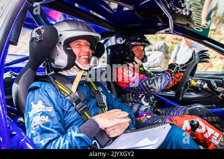 JEAN-JOSEPH Simon, FLACON Julien, Subaru Impreza 555, portrait pendant le Rallye du Mont-blanc Morzine 2022, 6th tour du Championnat de France des Rallyes 2022, de 8 septembre à 10 à Morzine, France - photo Bastien Roux / DPPI Banque D'Images