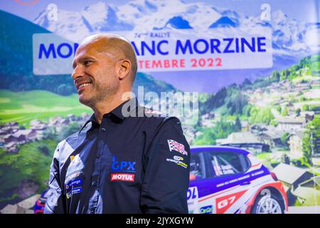 JEAN-JOSEPH Simon, PIVATO Patrick, Subaru Impreza 555, portrait au cours du Rallye du Mont-blanc Morzine 2022, 6th tour du Championnat de France des Rallyes 2022, de 8 septembre à 10 à Morzine, France - photo Bastien Roux / DPPI Banque D'Images