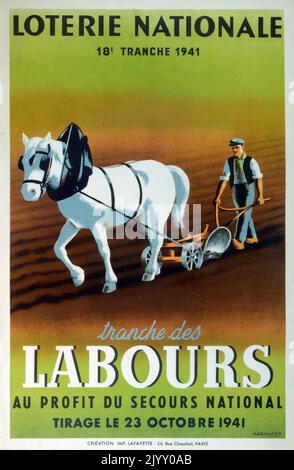 Affiche de la Loterie nationale française 1941. Pendant la Seconde Guerre mondiale et l'occupation de la France. Banque D'Images