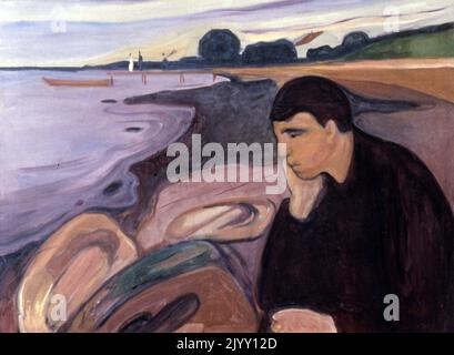 Mélancolie (1894-96) huile sur toile par Edvard Munch. Banque D'Images