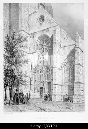 Dessin de l'église catholique Saint-Pierre-Saint-Paul à Villenauxe-la-Grande, par Isidore Justin Severin Taylor, baron Taylor 1789-1879, artiste et philanthrope. Banque D'Images