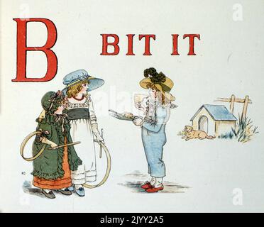 Livre d'apprentissage ABC Alphabet de Kate Greenaway. Catherine Greenaway (17 mars 1846 - 6 novembre 1901) est une artiste et écrivain victorienne connue pour ses illustrations de livres pour enfants. Banque D'Images