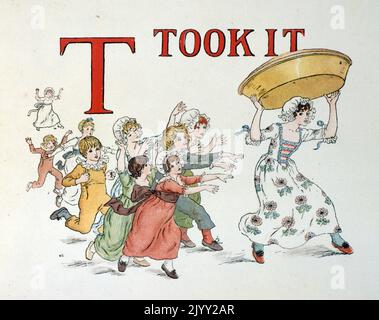 Livre d'apprentissage ABC Alphabet de Kate Greenaway. Catherine Greenaway (17 mars 1846 - 6 novembre 1901) est une artiste et écrivain victorienne connue pour ses illustrations de livres pour enfants. Banque D'Images