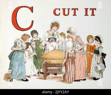 Livre d'apprentissage ABC Alphabet de Kate Greenaway. Catherine Greenaway (17 mars 1846 - 6 novembre 1901) est une artiste et écrivain victorienne connue pour ses illustrations de livres pour enfants. Banque D'Images