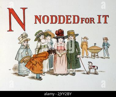 Livre d'apprentissage ABC Alphabet de Kate Greenaway. Catherine Greenaway (17 mars 1846 - 6 novembre 1901) est une artiste et écrivain victorienne connue pour ses illustrations de livres pour enfants. Banque D'Images