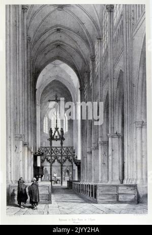 La Basilique notre-Dame de l'Epine, près de Chalons-en-Champagne par Isidore Justin Severin Taylor, baron Taylor 1789-1879, artiste et philanthrope. Depuis « Voyages Pittoresques » 1857. La basilique notre-Dame de l'Epine est une basilique catholique romaine située dans le petit village de l'Epine, dans la Marne, près de Chalons-en-Champagne et de Verdun. C'est un chef-d'œuvre majeur dans le style gothique flamboyant Banque D'Images