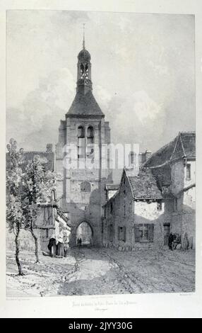 La tour notre-Dame-du-Val, Provins, France. La tour notre-Dame-du-Val, à Provins, en France, est le seul vestige restant de la collégiale notre-Dame-du-Val, détruite pendant la Révolution française. Ses cloches viennent de l'église Saint-Ayoun. La tour est classée monument historique en 1905 Banque D'Images