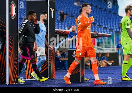 ROME, ITALIE - SEPTEMBRE 8 : Bois de quinten de Feyenoord, Justin Bijlow de Feyenoord pendant le match F de l'UEFA Europa League Group entre le Latium Roma et le Feyenoord au Stadio Olimpico sur 8 septembre 2022 à Rome, Italie (photo de René Nijhuis/Orange Pictures) Banque D'Images