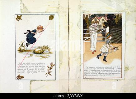 Illustration représentant Mathilda, de Kate Greenaway. Catherine Greenaway (17 mars 1846 - 6 novembre 1901) est une artiste et écrivain victorienne connue pour ses illustrations de livres pour enfants. Banque D'Images