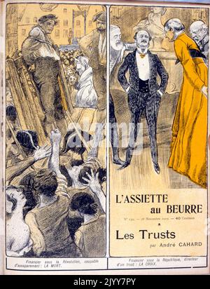 Dans le magazine satirique l'Assise au beurre; couverture; édition intitulée « The Trusts », novembre 1903. Banque D'Images