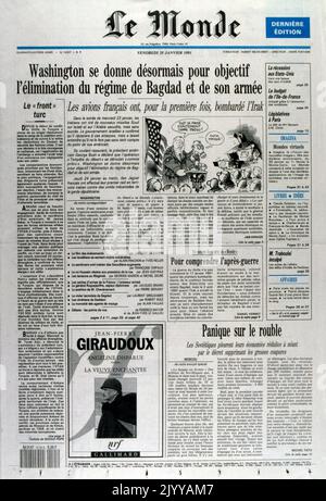 Du journal 'le monde' du 25 janvier 1991. Première guerre du Golfe. Banque D'Images