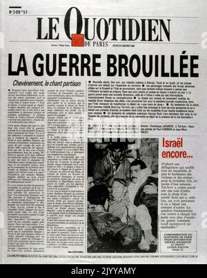 Du journal 'quotidien' du 21 janvier 1991. Première guerre du Golfe. Banque D'Images