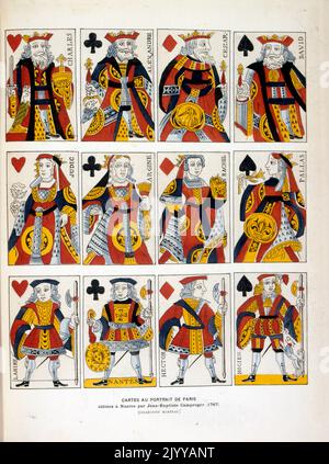 Illustration colorée d'un paquet de cartes à jouer. La légende lit « révolutionnaires, publié Nantes 1792 » Banque D'Images