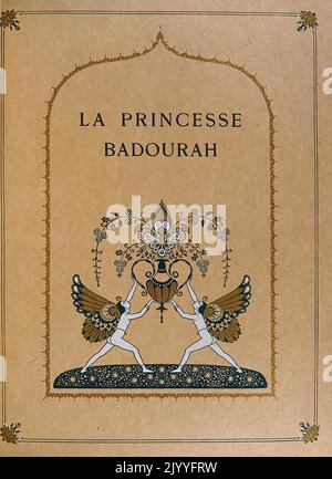 Manche avant de 'Princess Badoura: A Tale from the Arabian Nights'. Illustré par Edmund Dulac (1882-1953), un magazine naturalisé français britannique et illustrateur de livres. Banque D'Images