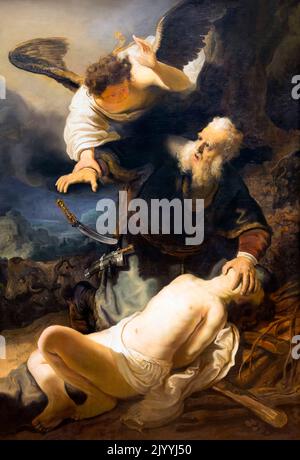Le sacrifice d'Isaac, Rembrandt, 1636, Alte Pinakothek, Munich, Allemagne Banque D'Images