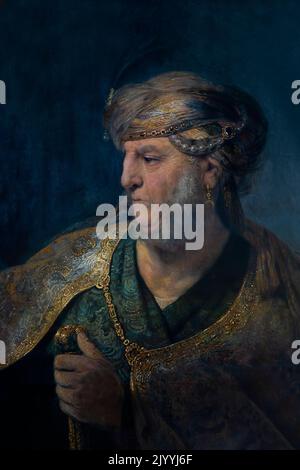 Buste d'un homme en costume oriental, Rembrandt, 1633, Alte Pinakothek, Munich, Allemagne Banque D'Images