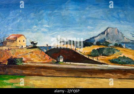La découpe du chemin de fer, Paul Cezanne, 1870, Neue Pinakothek, Munich, Allemagne, Europe Banque D'Images