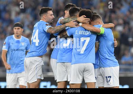 Rome, Latium. 08th septembre 2022. Luis Alberto de SS Lazio fêtant après avoir obtenu le but lors du match de l'UEFA Europa League entre SS Lazio et Feyenoord au stade Olimpico à Rome, Italie, 08th septembre 2022. Crédit AllShotLive/Sipusa : SIPA USA/Alamy Live News Banque D'Images