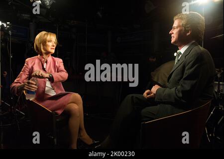 La secrétaire Shaun Donovan, interviewée par Judy Woodruff pour Bloomberg Television, au sujet du retour des limites de prêts hypothécaires garantis par le gouvernement fédéral aux niveaux antérieurs à la crise du logement. Banque D'Images