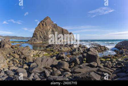 vue en milieu d'après-midi à l'est de la roche de lion à south cape bay dans la nature sauvage du parc national du sud-ouest Banque D'Images