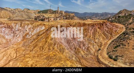 Vue panoramique sur une mine historique de Mazarrón, Murcie Banque D'Images