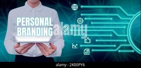 Texte montrant l'inspiration BrandingMarketing personnel eux-mêmes et leur carrière en tant que marques. Aperçu de l'entreprise Marketing lui-même et leur carrière Banque D'Images