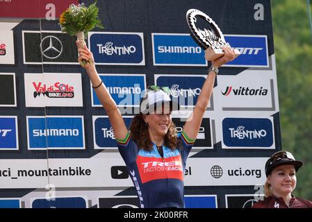 Val Di Sole, Italie. 04th septembre 2022. (7) Jolanda Neff (SUI) 3rd place dans la course de cross-coutry de Val di Sole. Pendant la coupe du monde de vélo de montagne UCI - Elite Women - course olympique de cross-country, MTB - vélo de montagne à Val di Sole, Italie, 04 septembre 2022 crédit: Agence de photo indépendante/Alamy Live News Banque D'Images