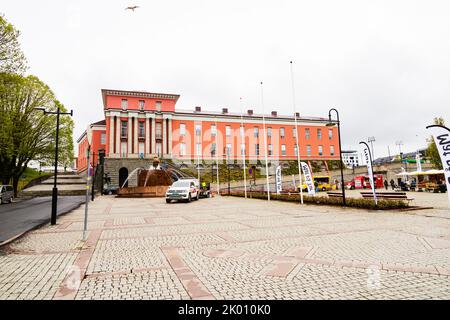 Peint en rose, Hôtel de ville, rådhus, Haugesund, Norvège. Banque D'Images