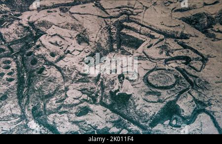 Colombie, San Agustin, photos des fouilles des années 1940 et 1950 dans le musée du Parque Arqueologico de San Agustin ou du San Agustin Banque D'Images