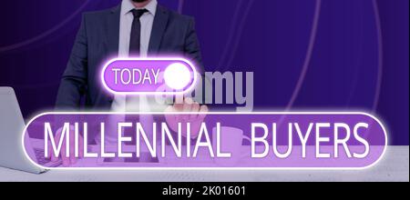 Légende du texte présentant les BuyersType de consommateurs intéressés par les produits tendance. Concept signification Type de consommateurs qui sont Banque D'Images